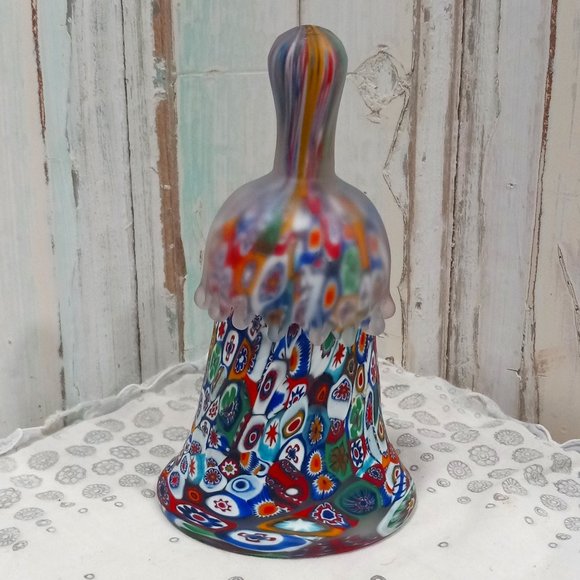 Vintage Murano Millefiori & Frosted Glass Bell